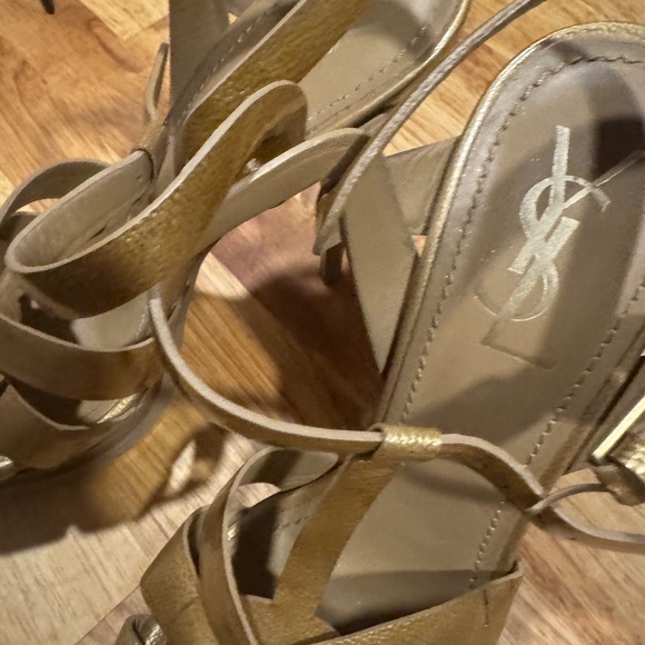 Saint Laurent Tribute Leather T-Strap Platform Sandals As Is 39 - Picture 6 of 10